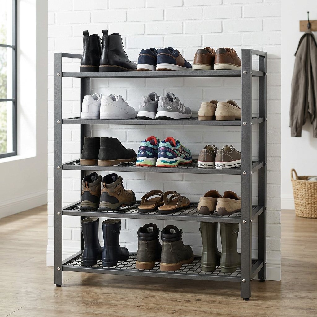 Heavy Duty Metal Shoe Rack – Powder Coated Steel