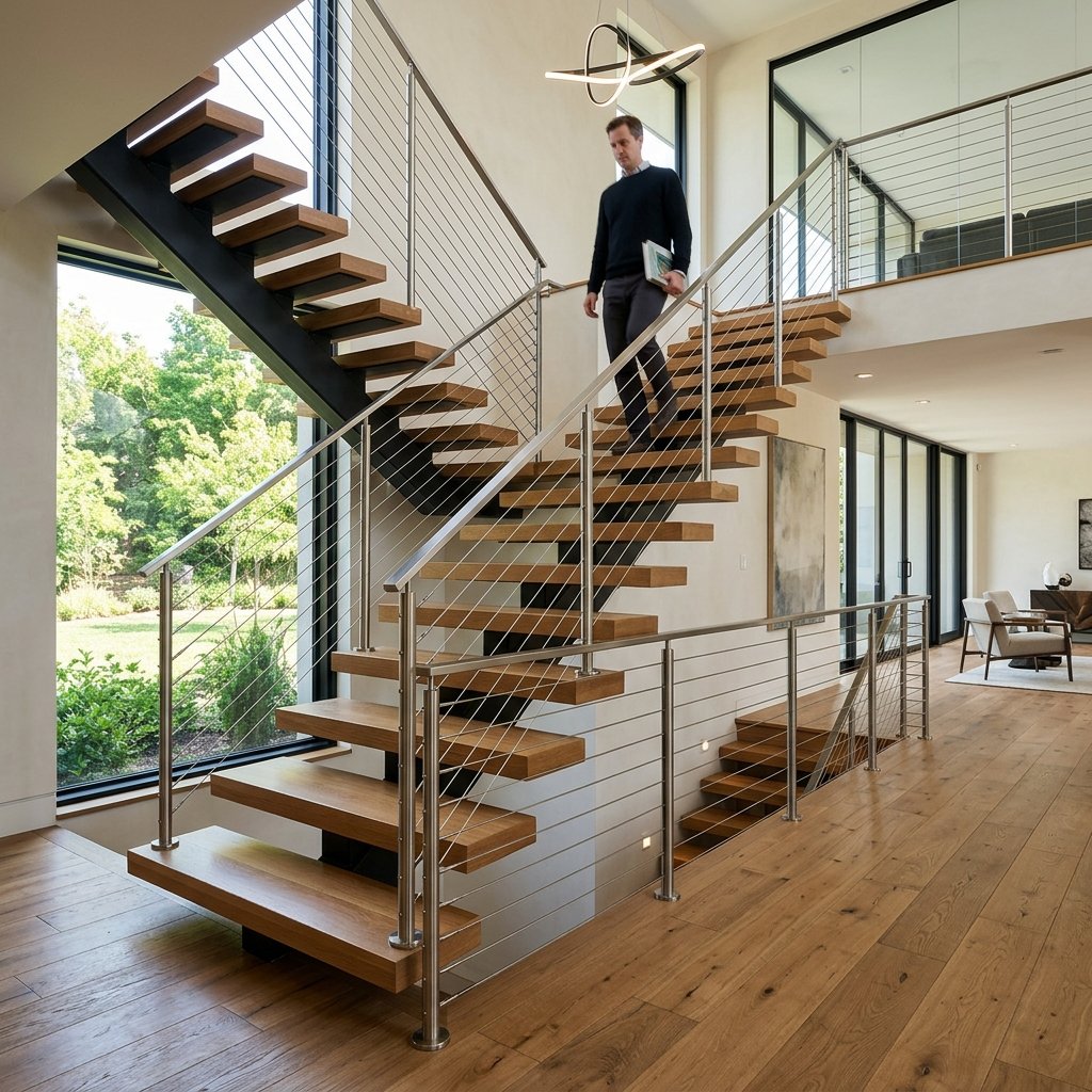 Staircase Invisible Grill Installation